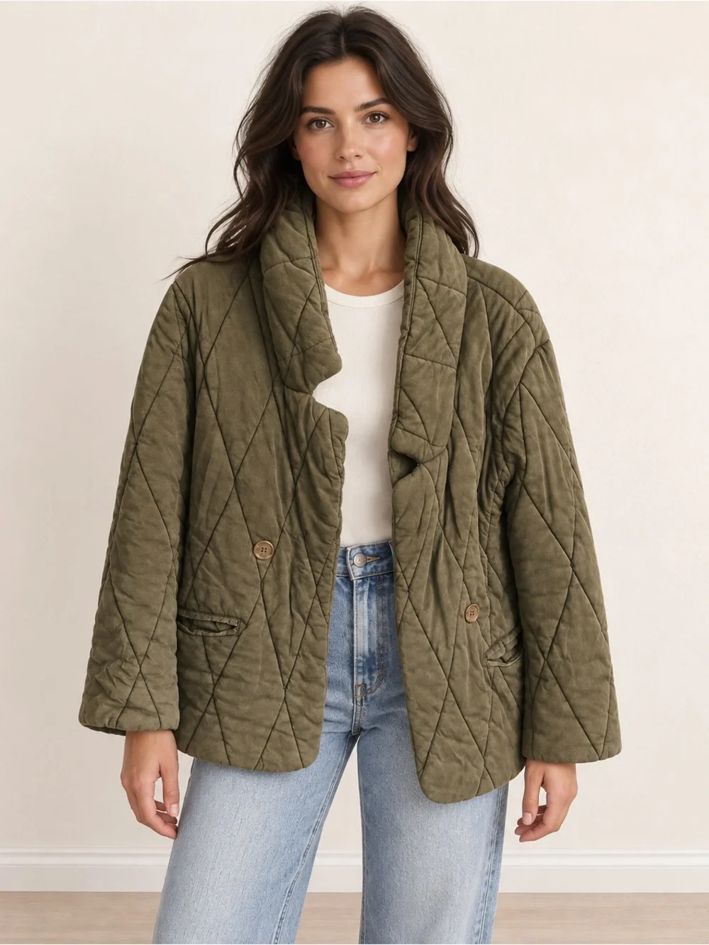 Free People Puffer Pillow Quilted Jacket Olive Green Size S